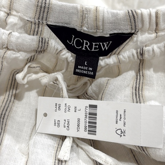 J Crew NWT Featherweight linen-blend beach short in stripe SZ L - Picture 7 of 7